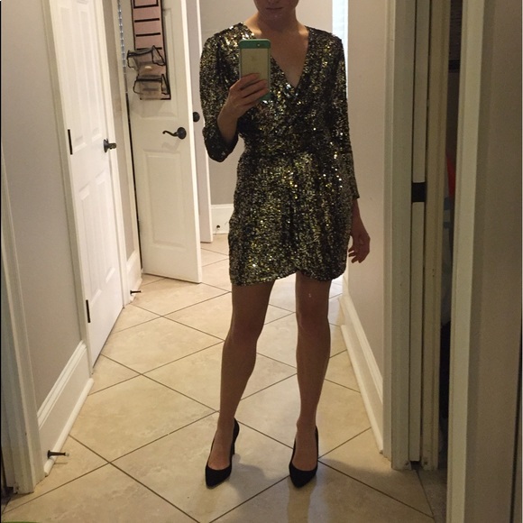 Parker Gold and Black Sequin Dress XS - Picture 6 of 8